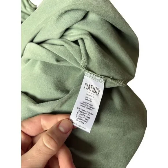 Nation LTD Iris Ruched Crewneck Midi Dress size M Sea Spray Green Sleeveless - Picture 8 of 9